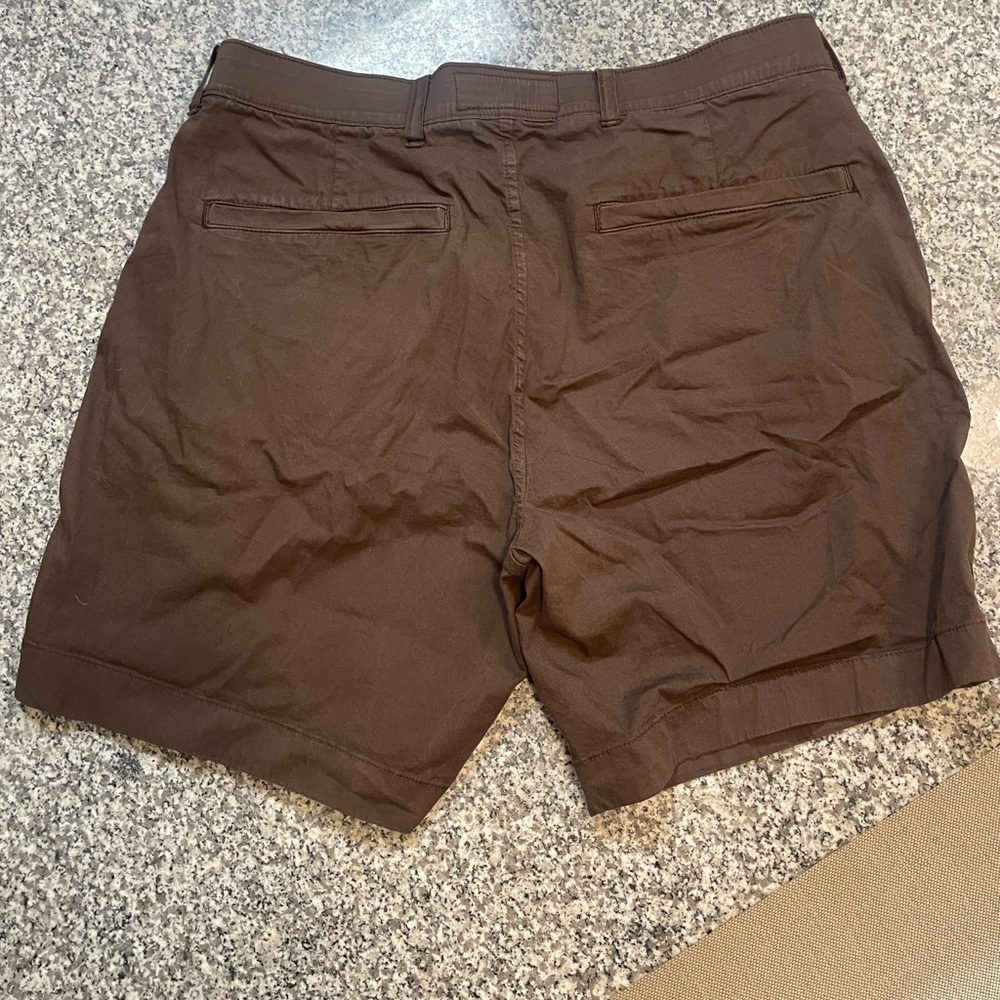 Abercrombie & Fitch Dark Brown Flat Front Shorts - Picture 2 of 3